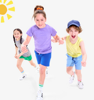 3 kids running towards the camera wearing StayCool active clothing.
