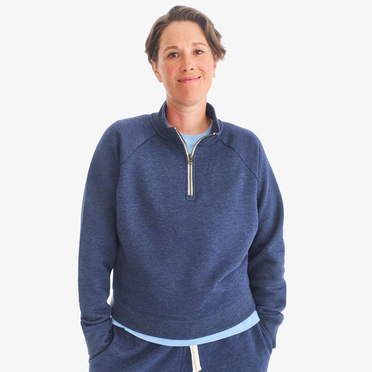 新品】W Vintage sweat size1 OVY kaja DECI Clearance women's fit cozy fleece quarter-zip sweatshirt | Primary.com