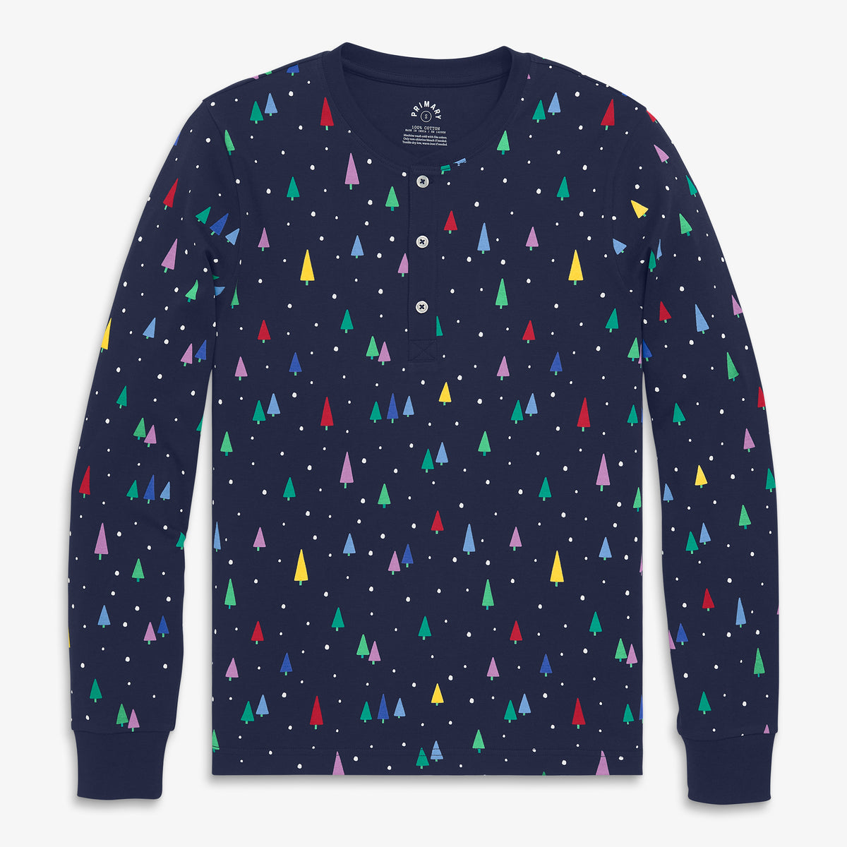 성인 오가닉 헨리 파자마 상의 레인보우 포레스트 남녀공용