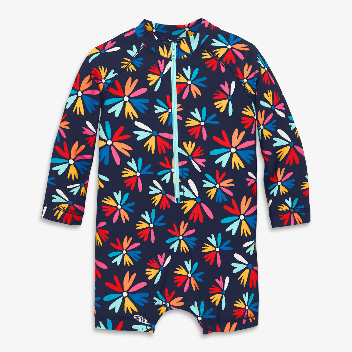 Baby onepiece rash guard in bright blooms