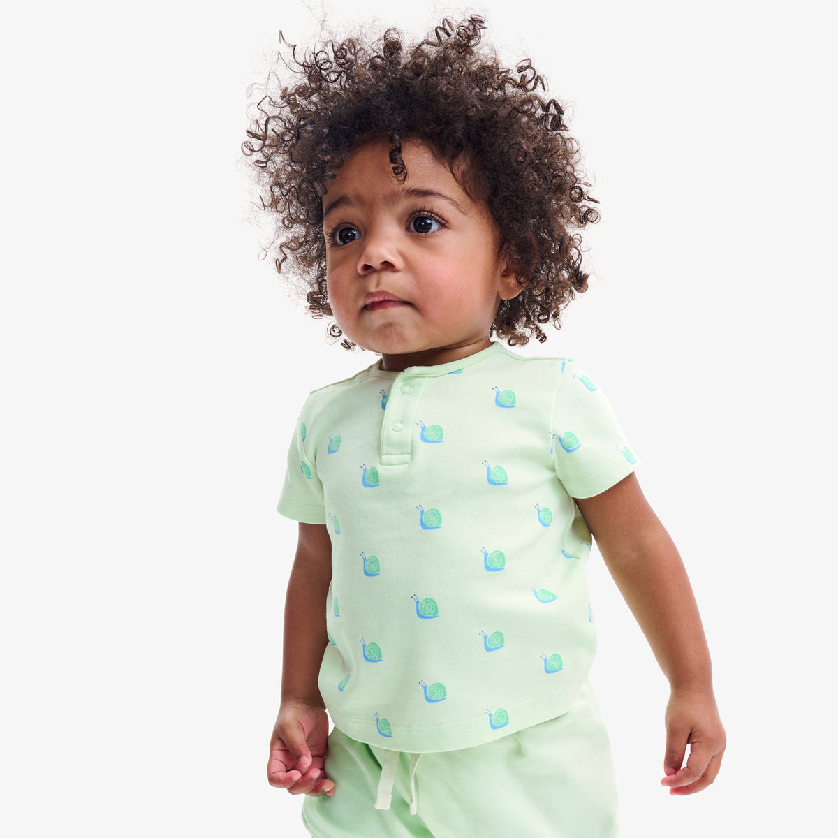 유아 오가닉 헨리 티셔츠 베이비 버그 패턴