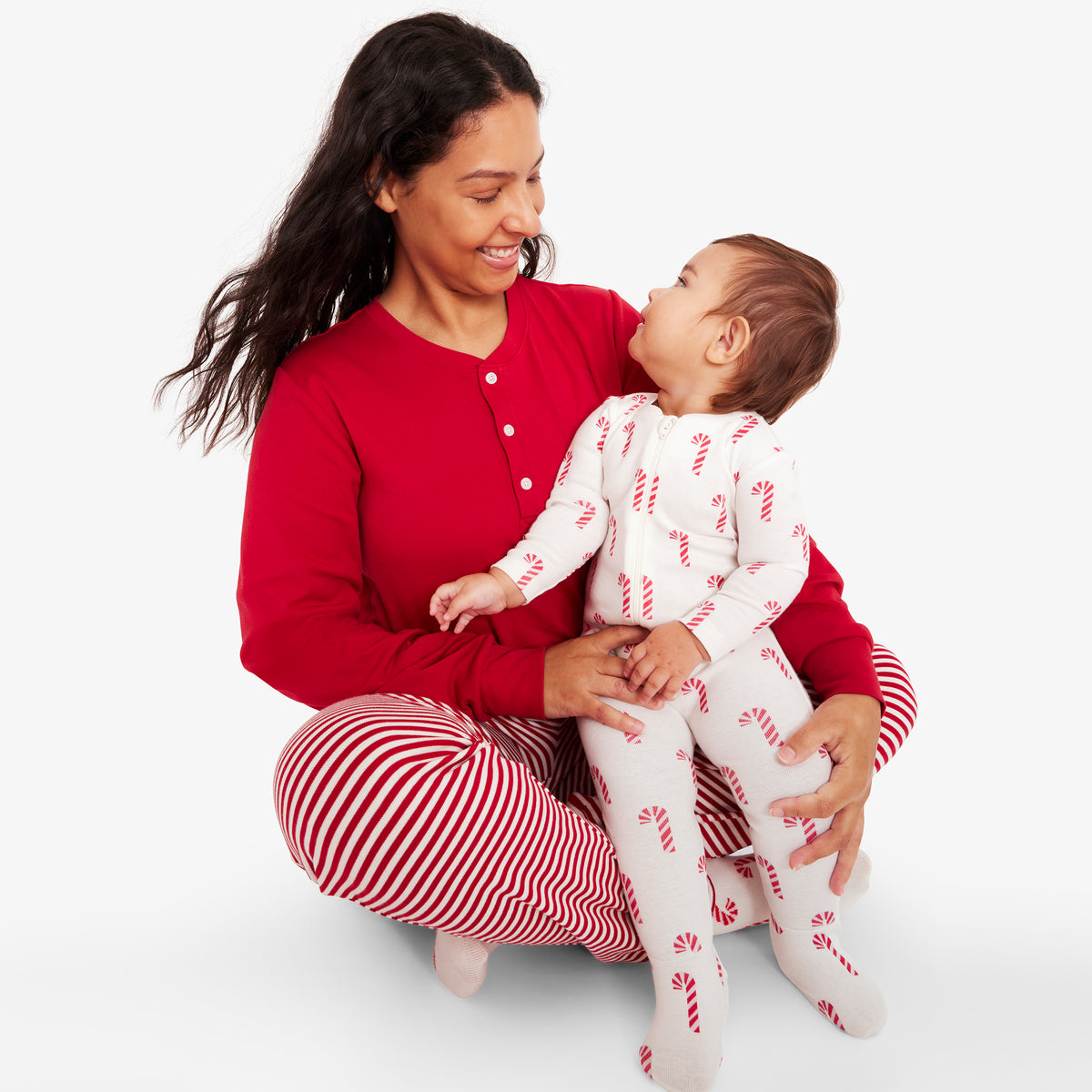 Clearance baby organic zip footie in candy canes | Primary.com