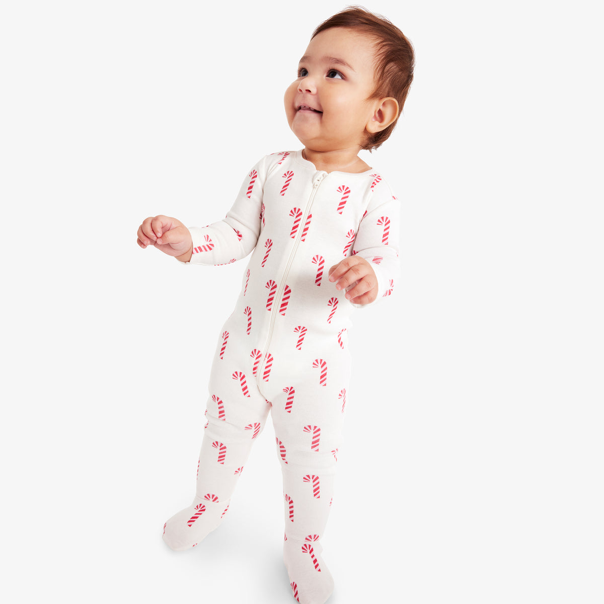 캔디캔 패턴 오가닉 지퍼 Footie