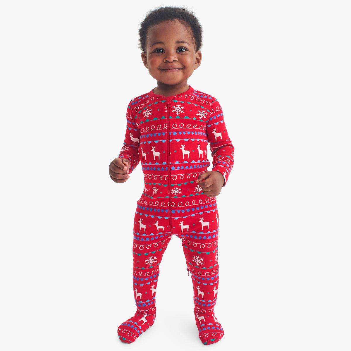 레인디어 패턴 오가닉 지퍼 Footie