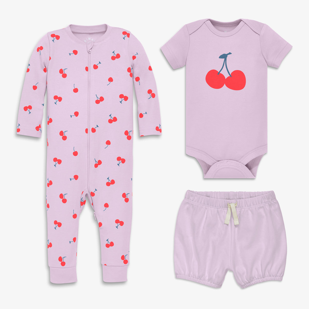 Baby organic cherry playsuit bundle | Primary.com