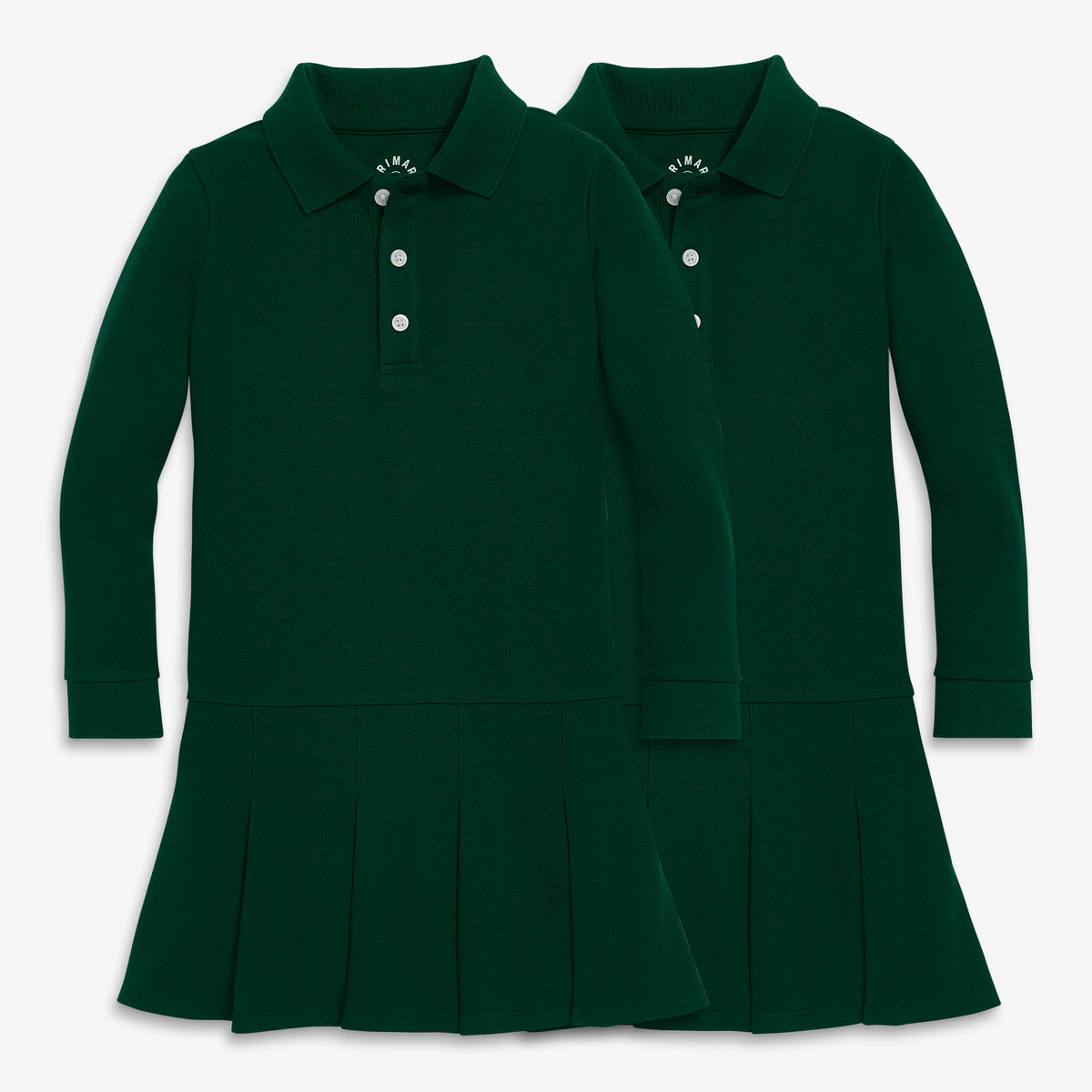 Kids long sleeve pique polo dress 2-pack