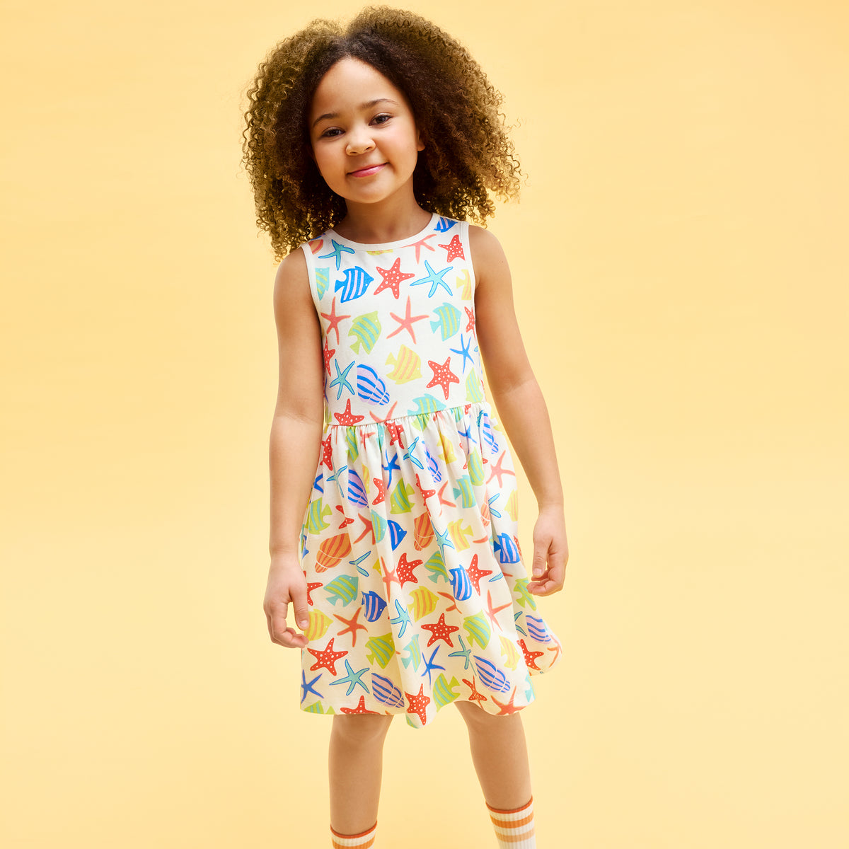 Clearance kids cross-back tank dress in under the sea | Primary.com