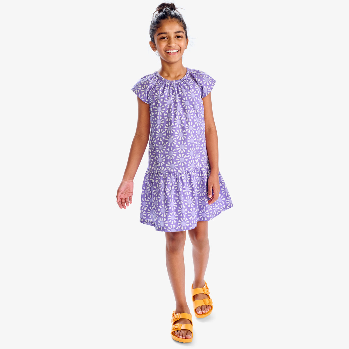 Clearance kids swing dress in cutout suns | Primary.com