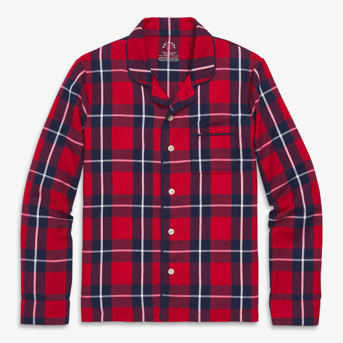 Clearance adult plaid flannel pj top (unisex fit) | Primary.com
