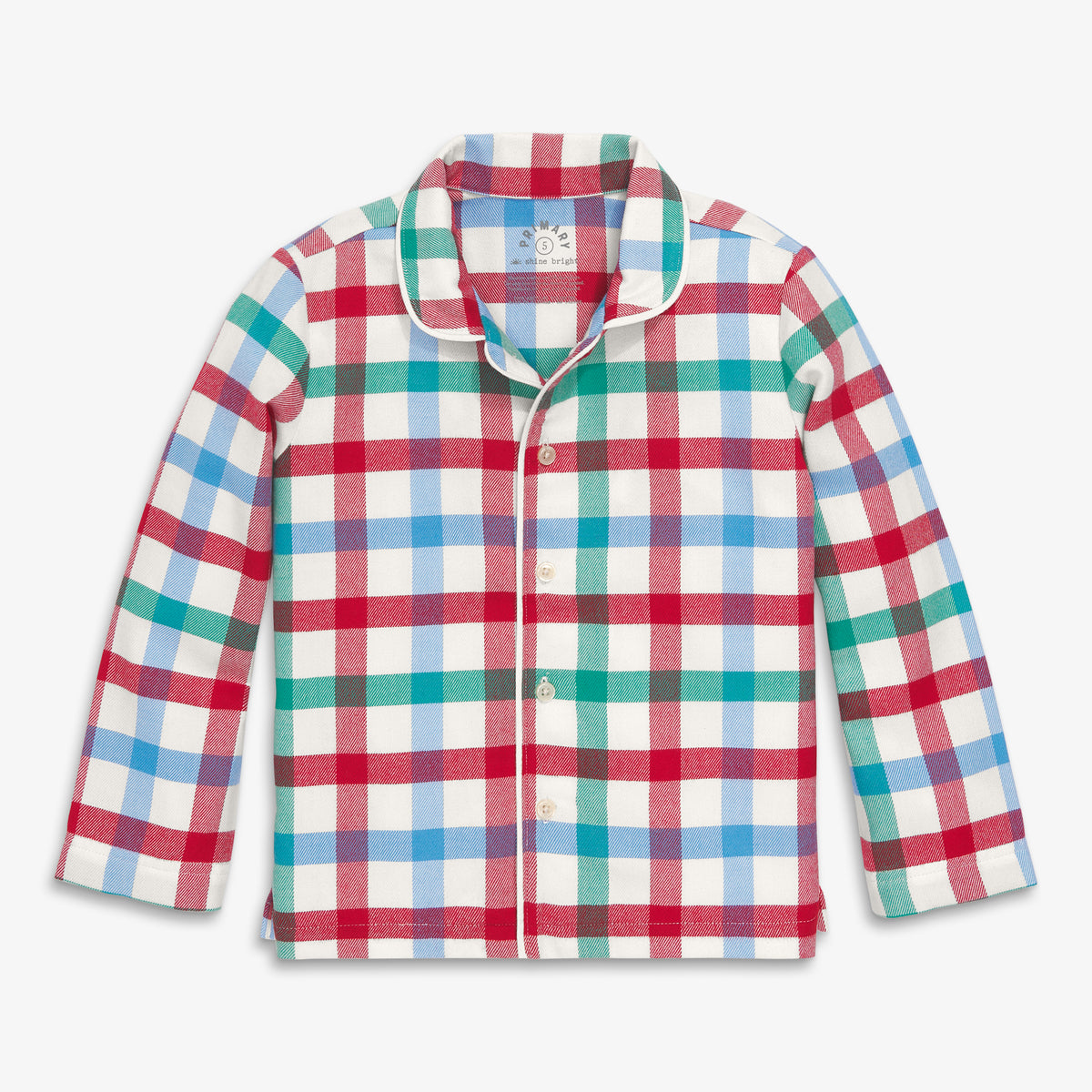 민트 체크 플래넬 파자마 상의