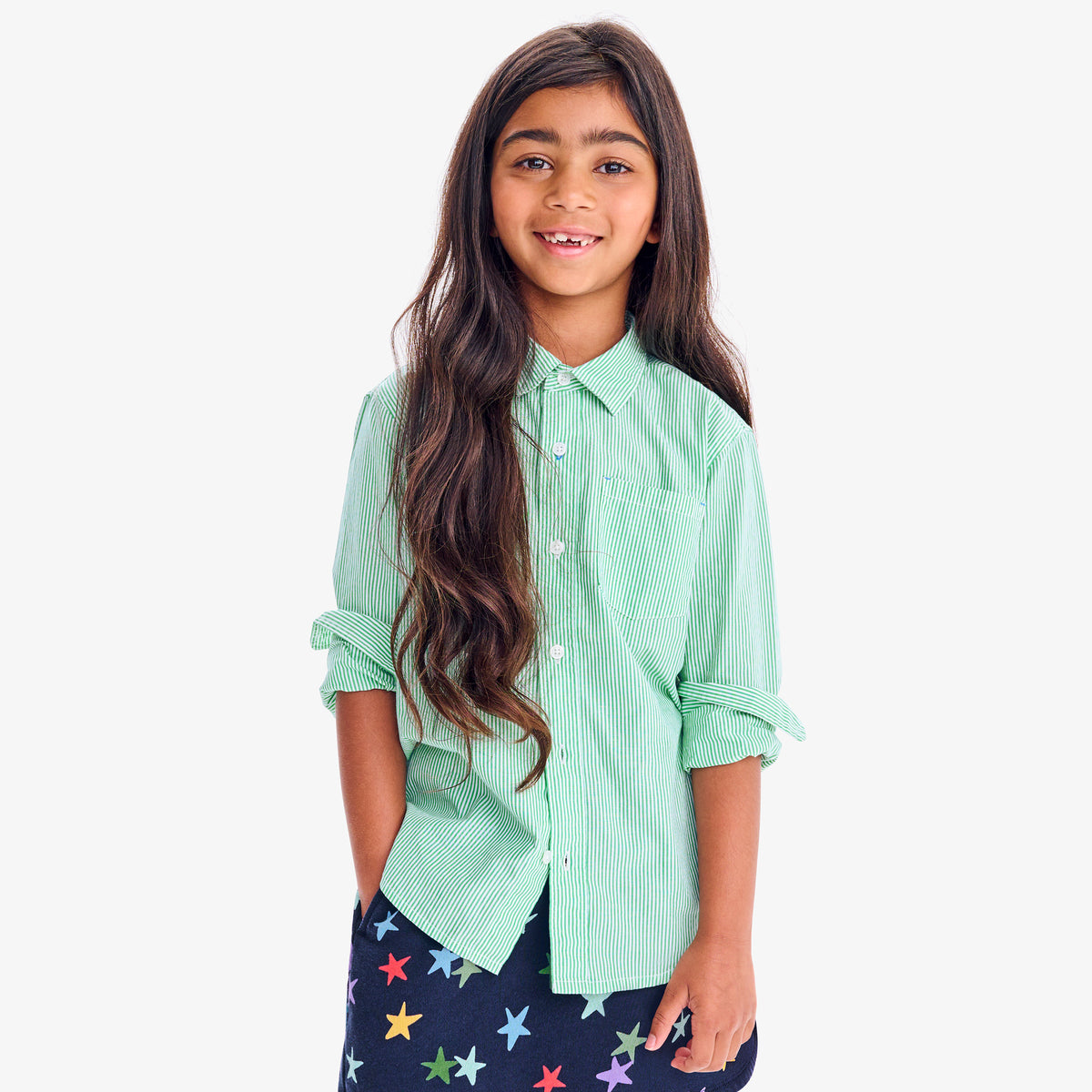 Chemise à Manches Longues Gap Kids Garçon - Taille XL 12, Blanc/vert, Occasion
