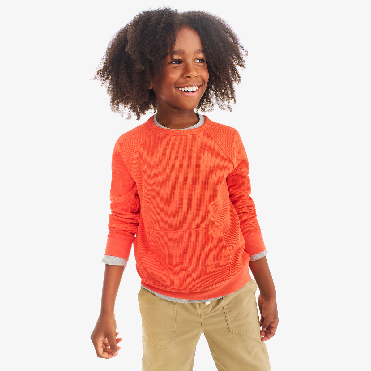 Kids heathered waffle pocket tee | Primary.com