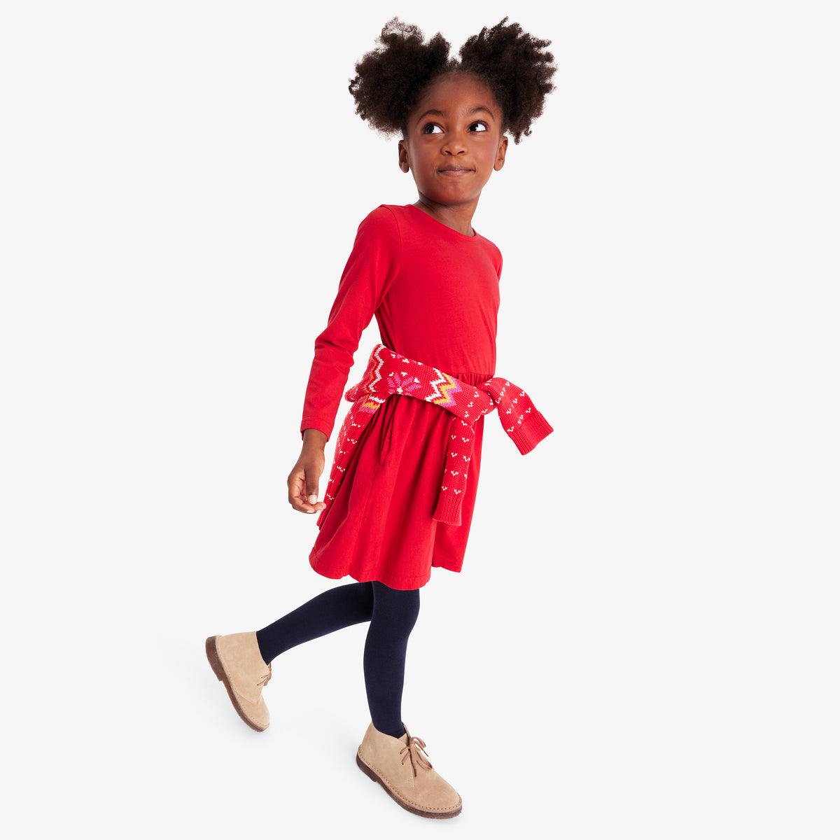 primary red dress Kids long sleeve perfect pocket dress