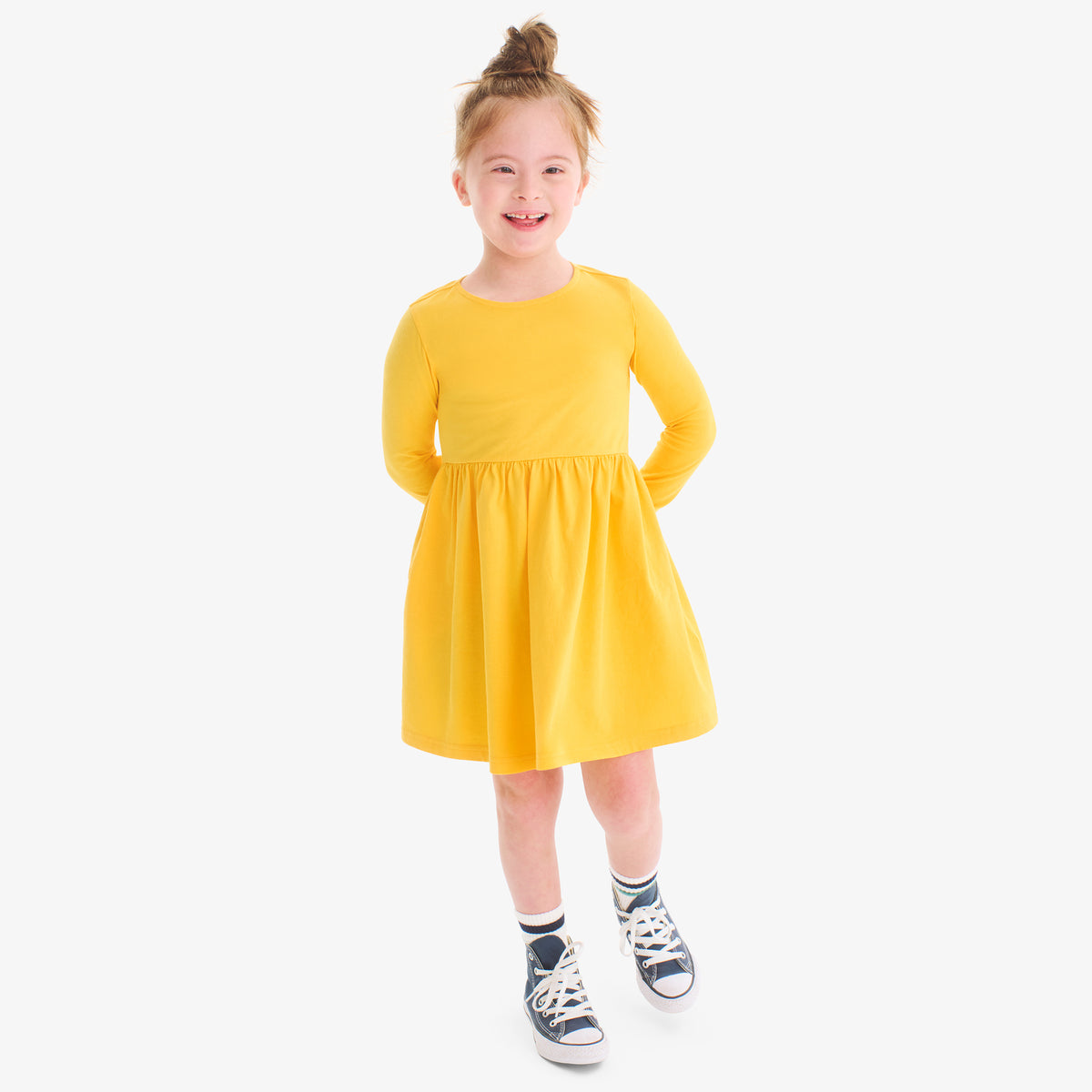 long sleeve dress with pockets Long Sleeve Skater Dress with Pockets