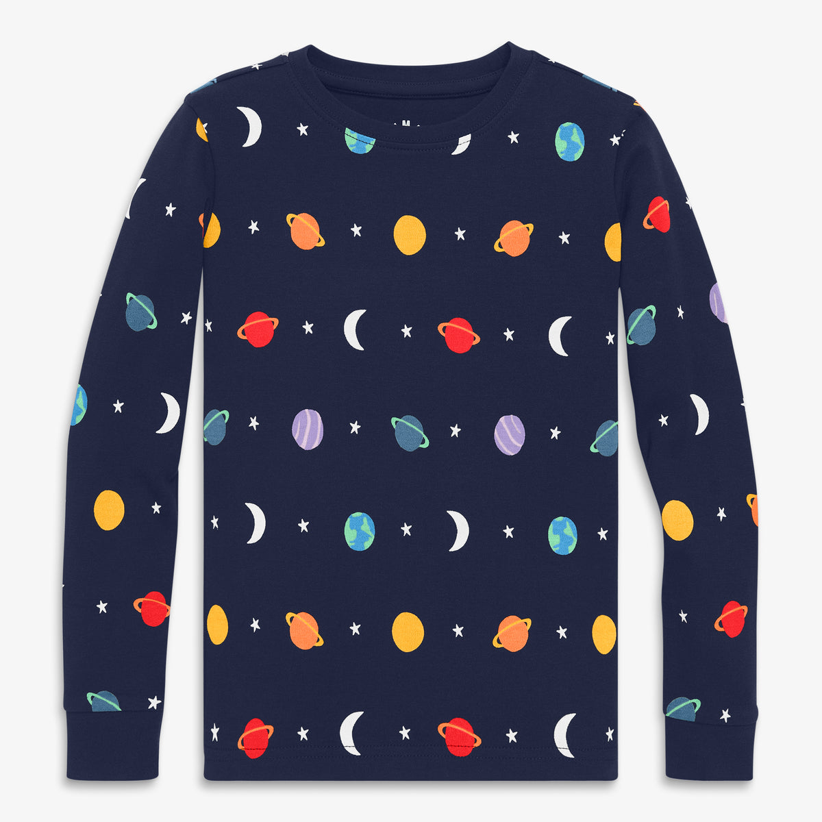 Kids organic long sleeve PJ top in rainbow galaxy | Primary.com