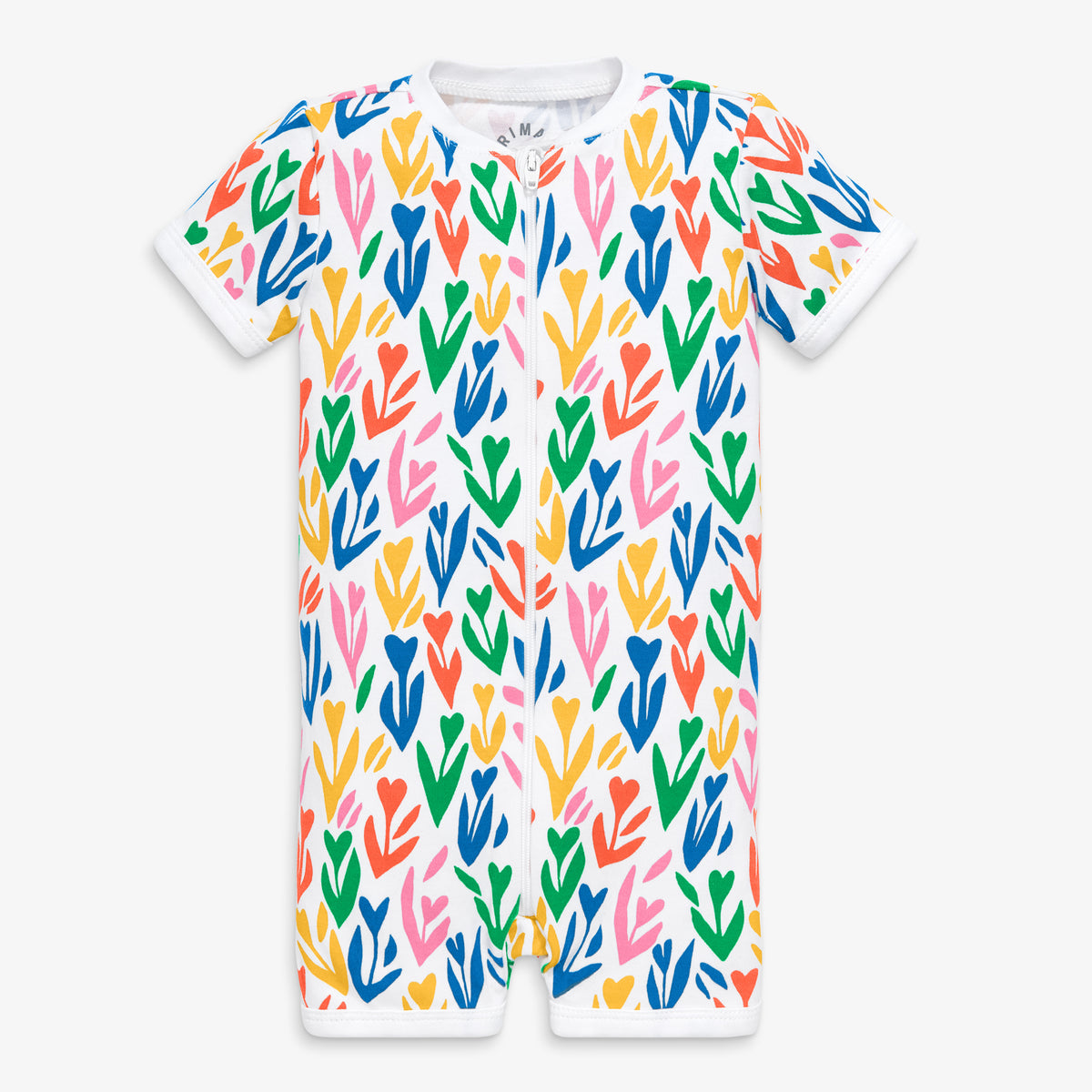 Clearance baby organic zip shortie in rainbow tulip fields