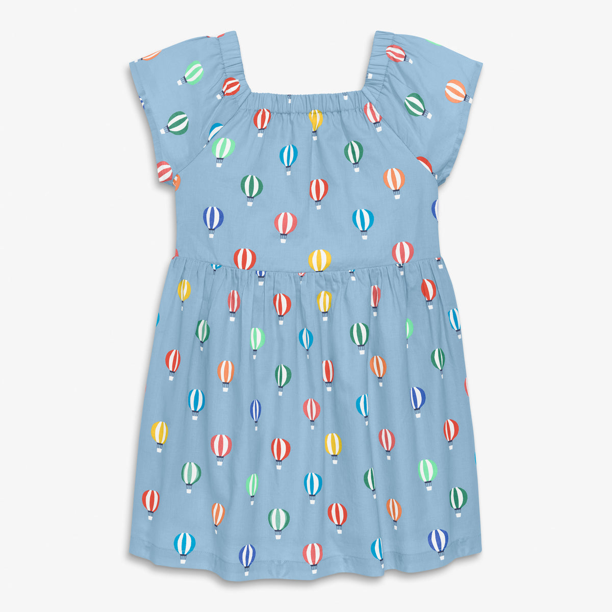 Primary Kids Twirly Dress In Hot Air Balloons In Stream Size 8-9