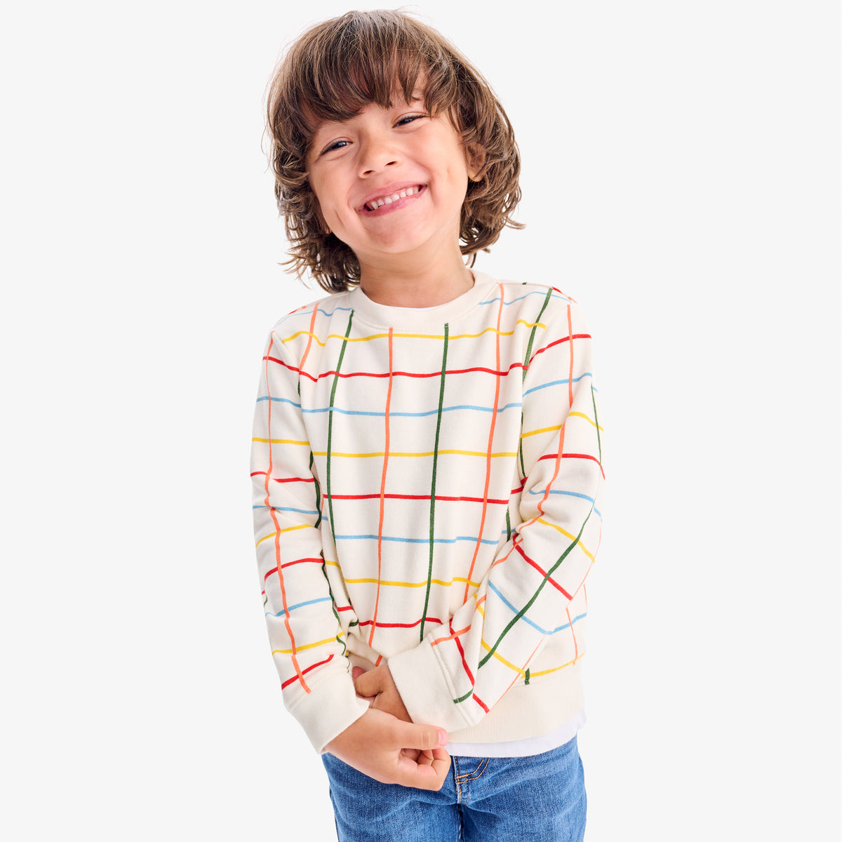 Kids sweatshirt in rainbow grid | Primary.com