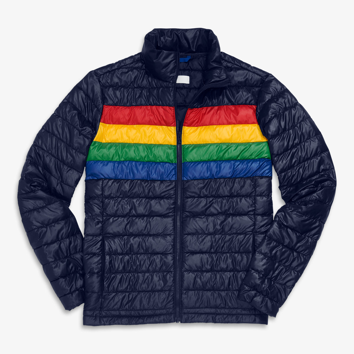 Grown-ups classic fit puffer jacket in rainbow stripe
