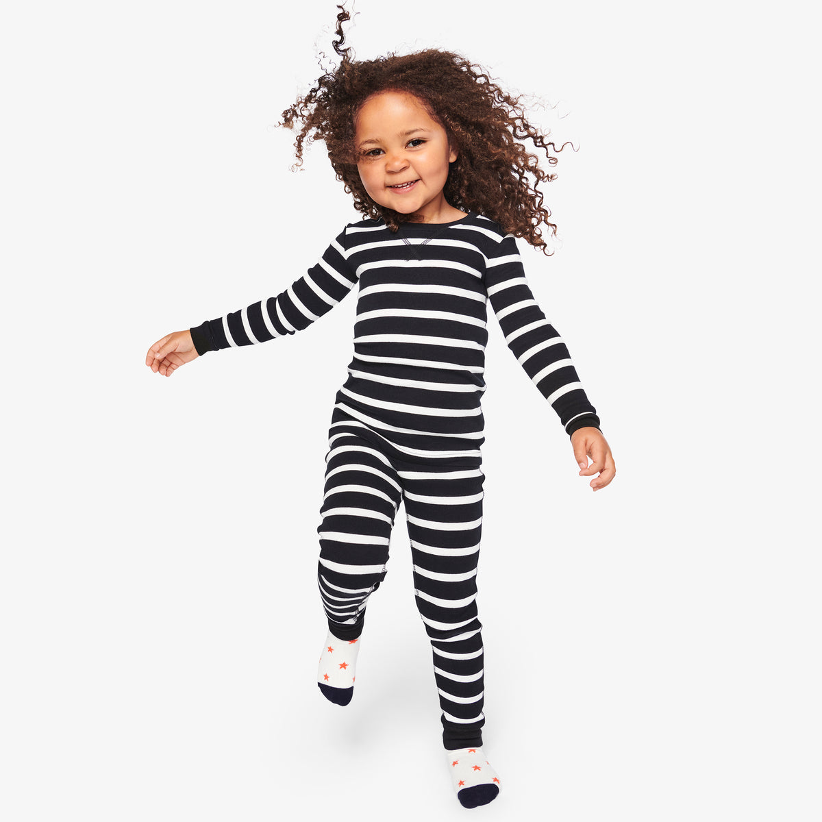 Kids Organic PJ Pant In Black And Ivory Stripe Primary kids-organic-pj-pant-in-black-and-ivory-stripe-primary
