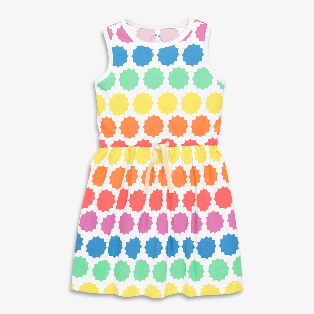 키즈 드로스트링 탱크 드레스 선버스트 레인보우