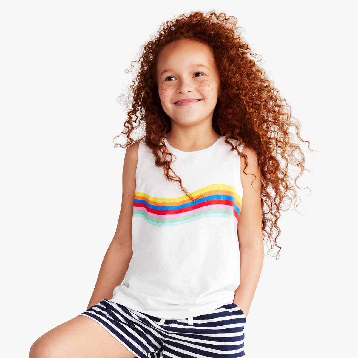 아동 무지개 웨이브 탱크탑