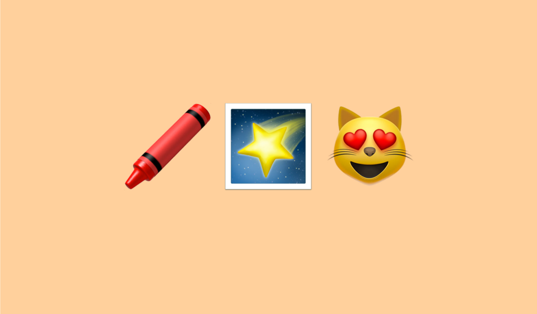 Crayon, star, and cat heart eye emojis