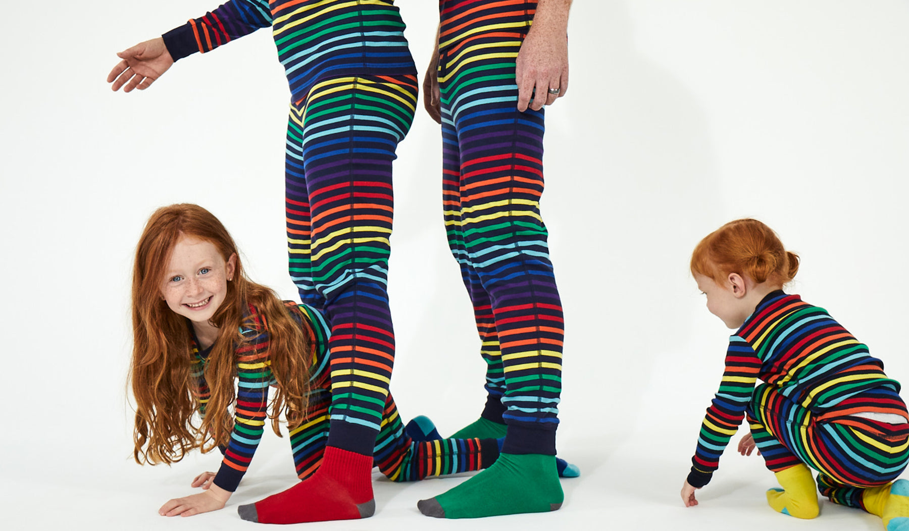 New Navy Rainbow Matching Family Primary Pajamas