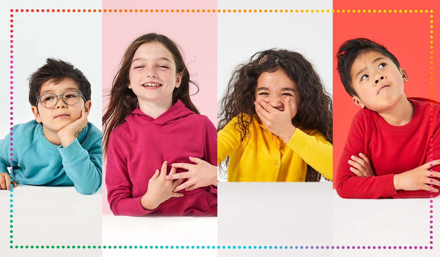 Four kids in Primary hoodies 