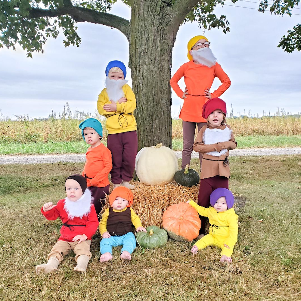 Homemade seven dwarfs costumes