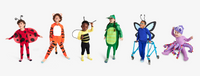 6 DIY Halloween costumes on kids all made from our clothing. A ladybug, tiger, bumble bee, alligator, Butterfly and octopus. 