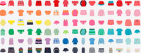A grid of 96 swim styles shown in a rainbow order.