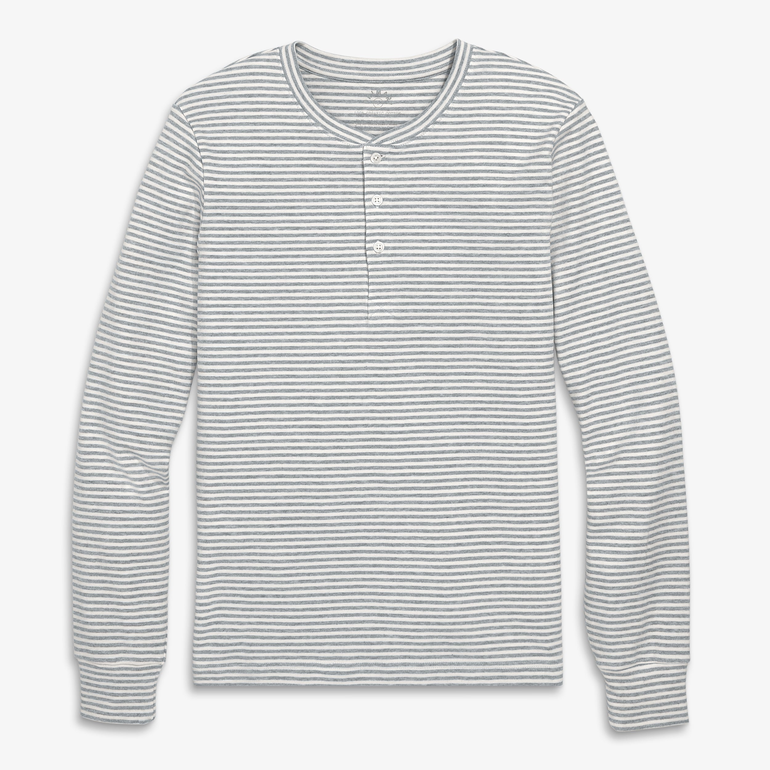 Unisex fit organic long sleeve henley PJ top in stripe | Primary.com