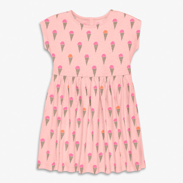 Primary Kids backyard dress In Ice Cream Cones In Flamingo Ice Cream Cones Size 6-7