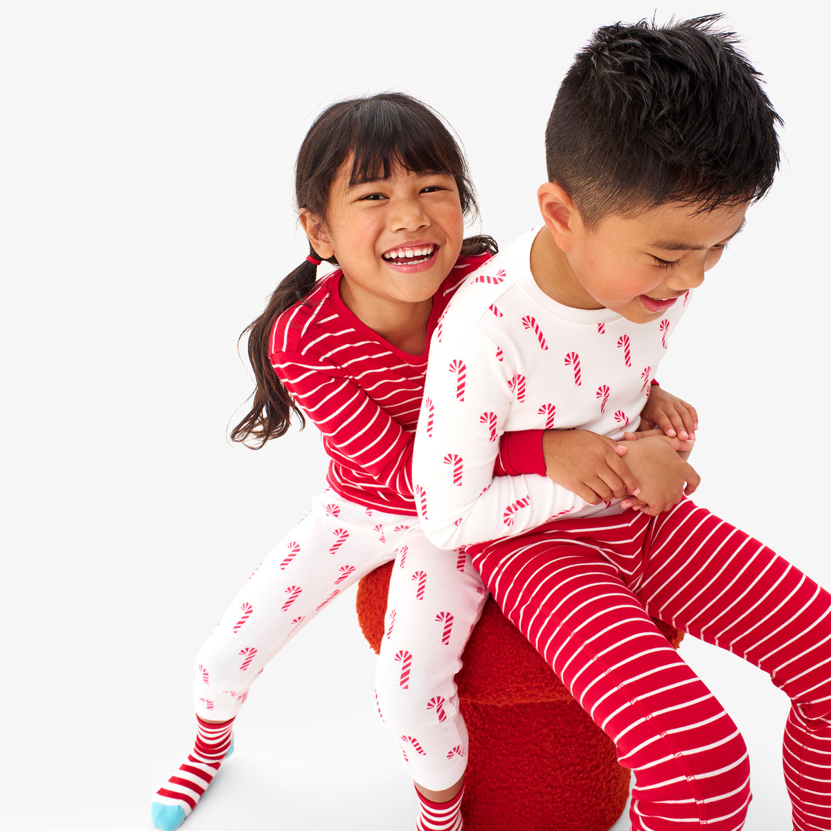 Kids organic PJ pant in candy canes | Primary.com