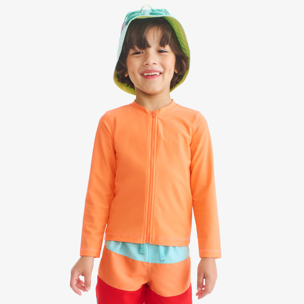 Kids Rash Guard Vector Kids long sleeve full-zip rash guard | Primary.com