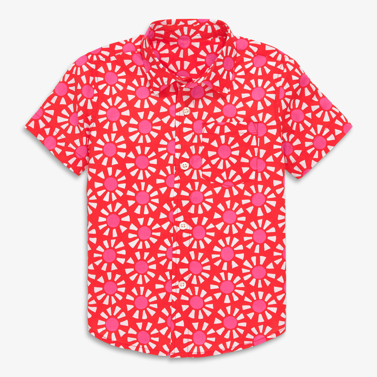 Clearance kids short sleeve button down in cutout suns | Primary.com