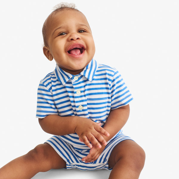Baby polo shortie in mini stripe | Primary.com