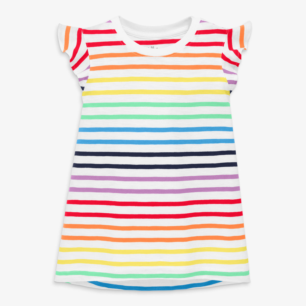 Flutter sleeve tee in double rainbow stripe | Primary.com