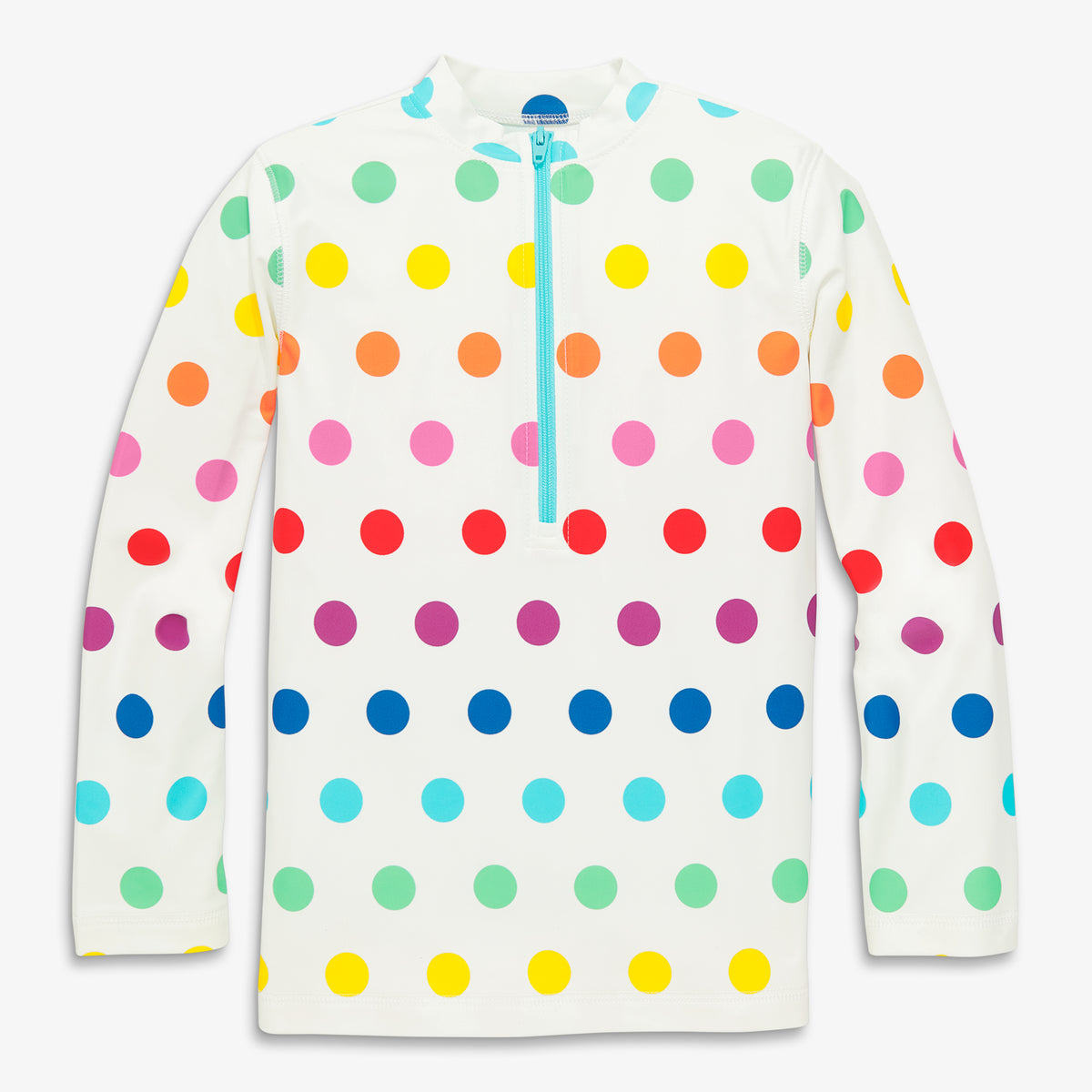 Clearance long sleeve halfzip rash guard in rainbow dot