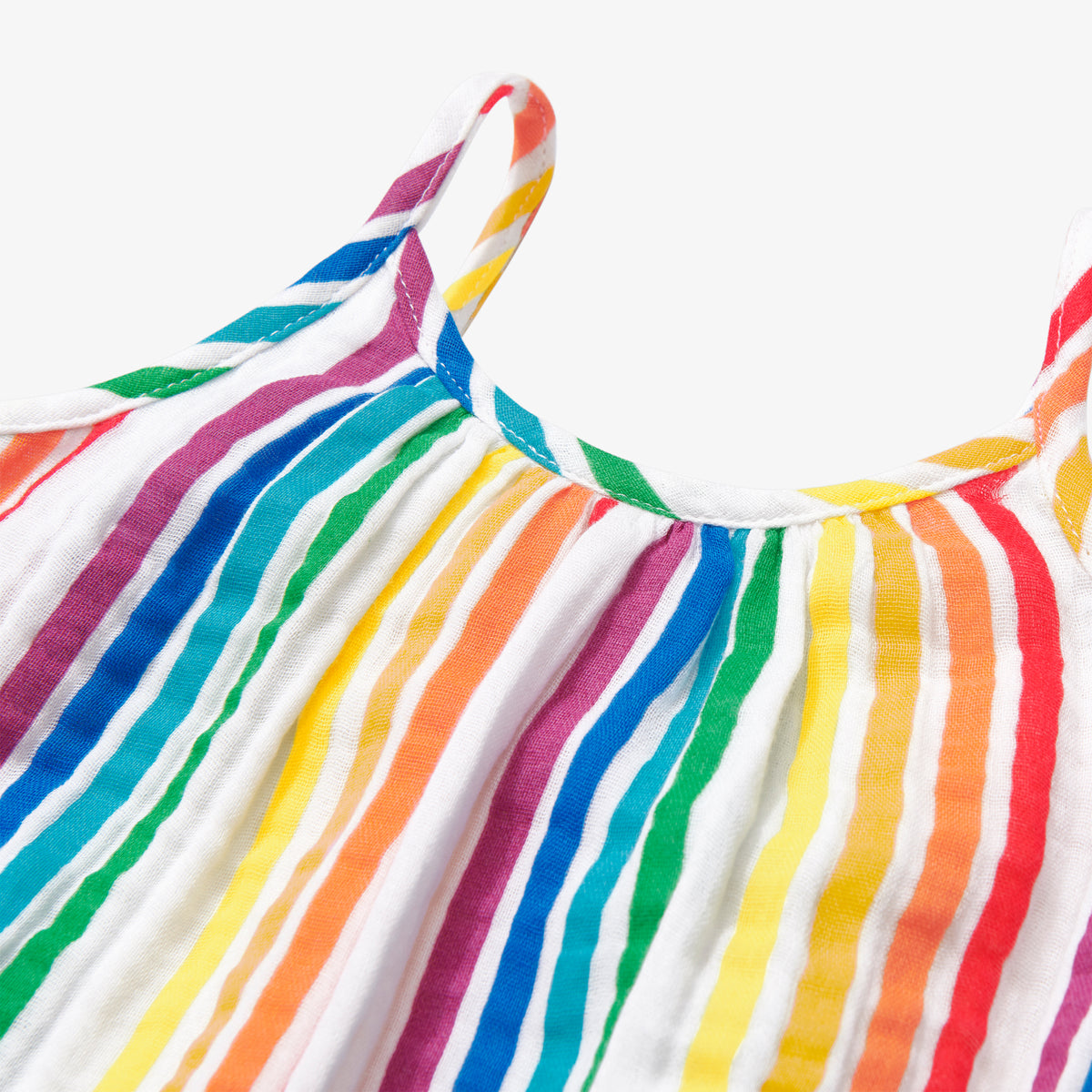 Baby cotton gauze tank shortie in rainbow stripe | Primary.com